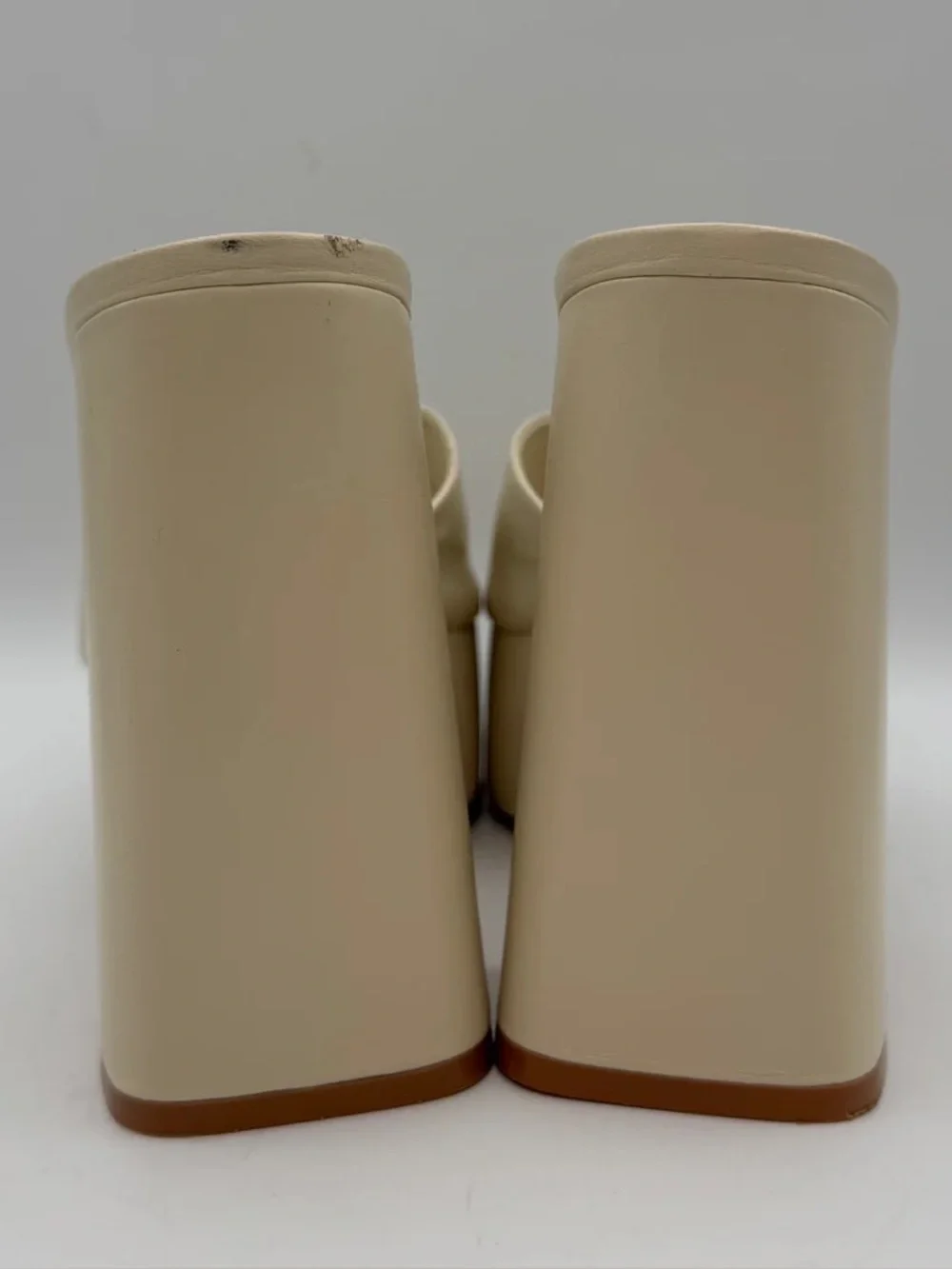 LARROUDE leather Platform Slide Sandal in Cream - 9 NEW